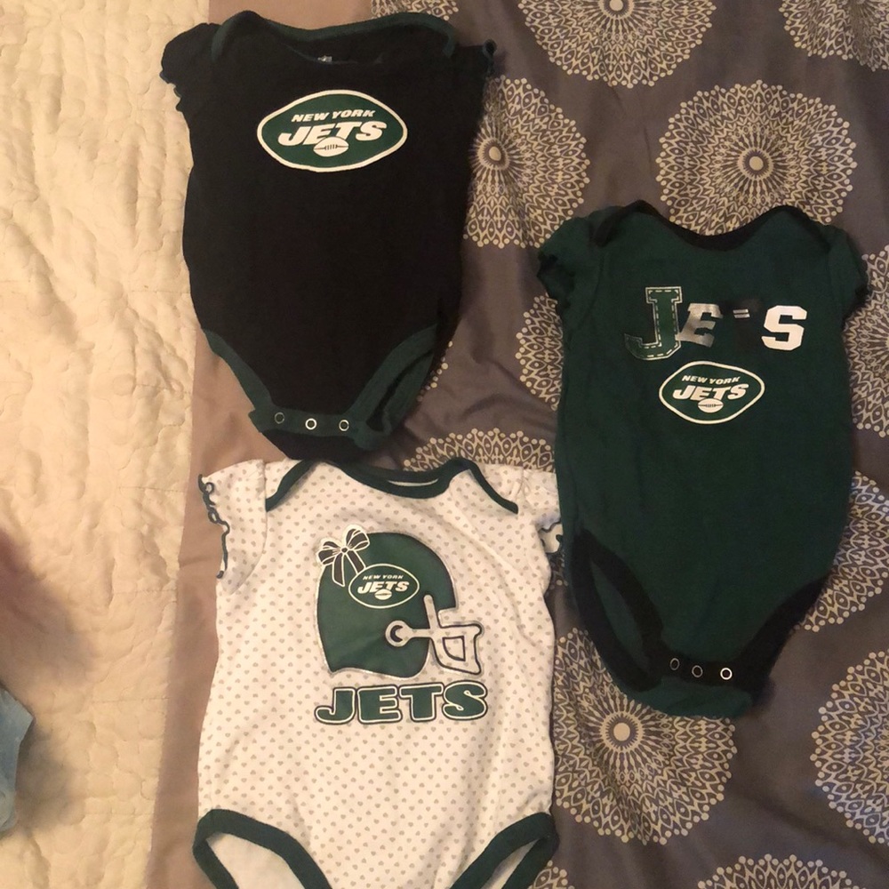 Set of 3 Baby Girl N.Y. Jets Onesies
